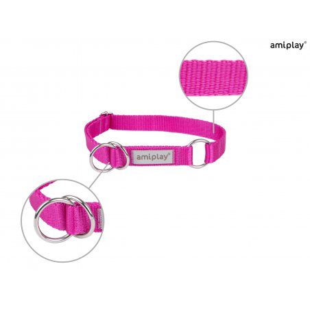 Amiplay Samba Obroża półzaciskowa L 35–50 cm x 2,5 cm różowa dla psa-4918