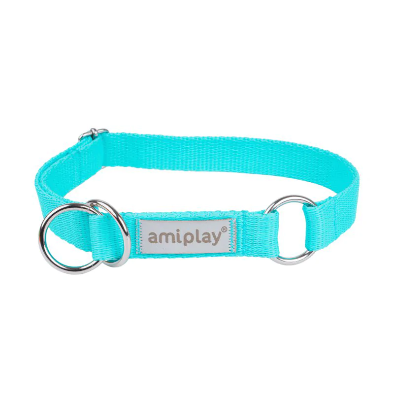 Amiplay Samba Obroża półzaciskowa L 35–50 cm x 2,5 cm turkusowa dla psa
