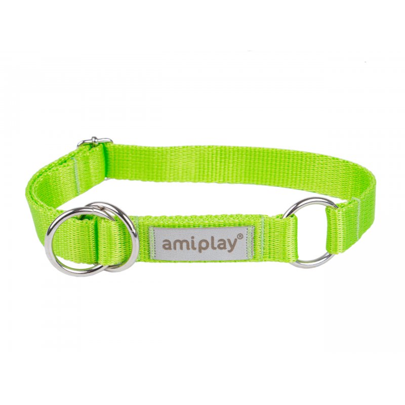 Amiplay Samba Obroża półzaciskowa XL 40-60 cm x 2,5 cm zielona dla psa