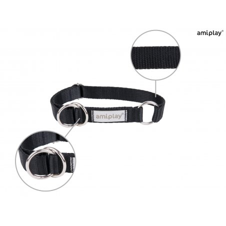 Amiplay Samba Obroża półzaciskowa XL 40-60 cm x 2,5 cm czarna dla psa-4979