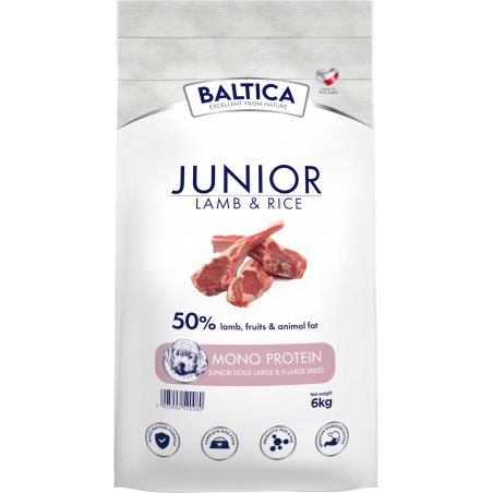 BALTICA HYPOALLERGENIC JUNIOR LAMB & RICE 6KG DLA PSÓW DUŻYCH RAS L/XL