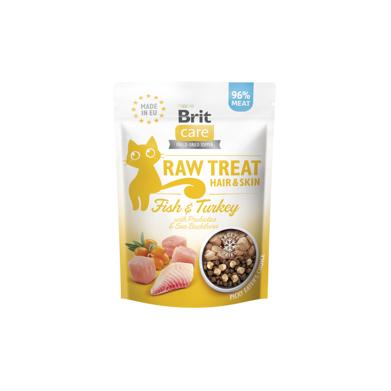 Brit Raw Treat Hair & Skin 40 g - liofilizowany przysmak z probiotykami dla kota