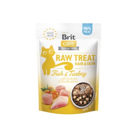 Brit Raw Treat Hair & Skin 40 g - liofilizowany przysmak z probiotykami dla kota