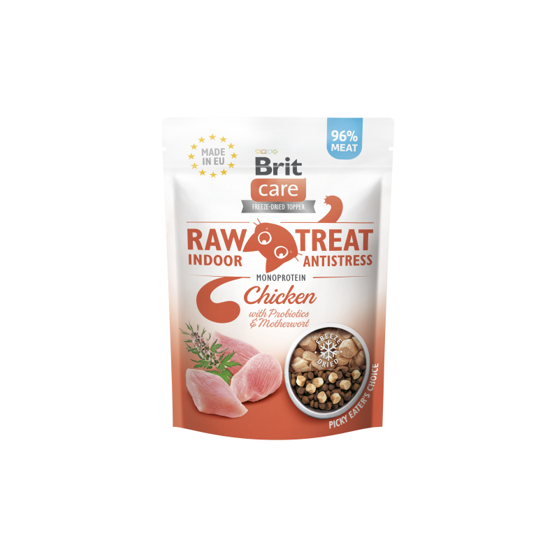 Brit Raw Treat Indoor & Antistress 40g - liofilizowany przysmak dla kota z probiotykami