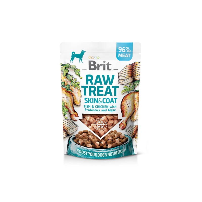 Brit Raw Treat Skin & Coat 40 g - przysmaki liofilizowane dla psa z probiotykami