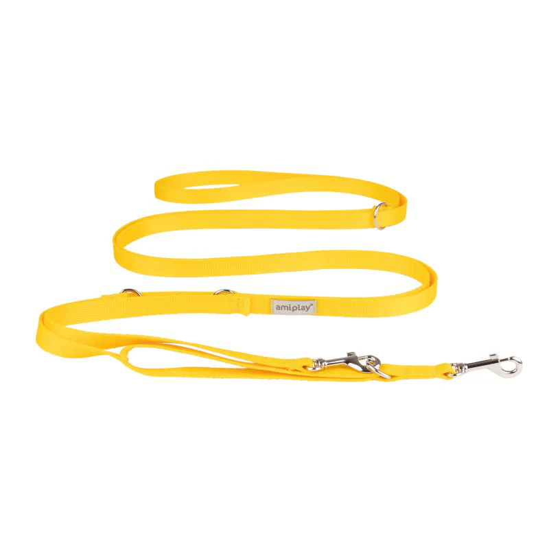 Amiplay Samba Smycz regulowana 8in1 XL 200-400 cm x 2,5 cm żółta