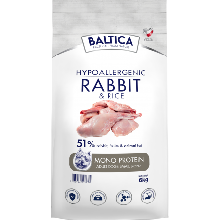 BALTICA HYPOALLERGENIC RABBIT & RICE 6 KG XS/S KARMA SUCHA Z KRÓLIKIEM DLA PSÓW MAŁYCH RAS