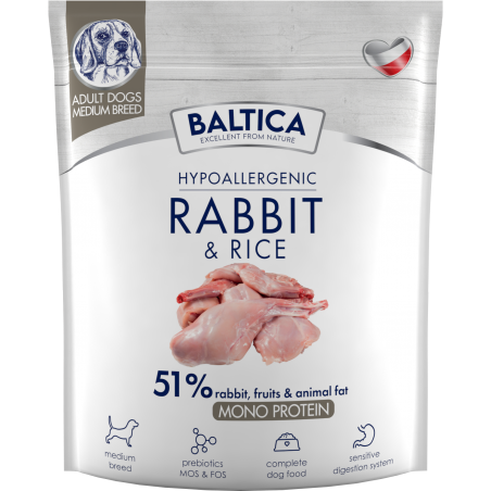 BALTICA HYPOALLERGENIC RABBIT & RICE 1 KG M KARMA SUCHA Z KRÓLIKIEM DLA PSÓW ŚREDNICH RAS