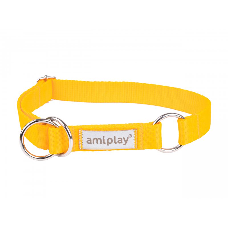 Amiplay Samba Obroża półzaciskowa M 25 – 40 x 2 cm żółta dla psa