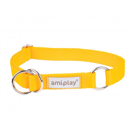 Amiplay Samba Obroża półzaciskowa M 25 – 40 x 2 cm żółta dla psa