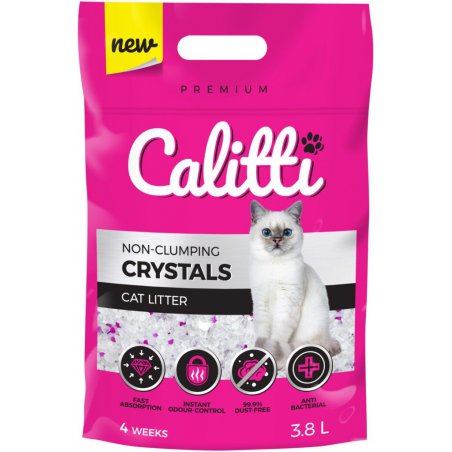 CALITTI NON-CLUMPING CRYSTALS 3,8 L żwirek silikonowy dla kotów niezbrylający antybakteryjny, chłonny-9205