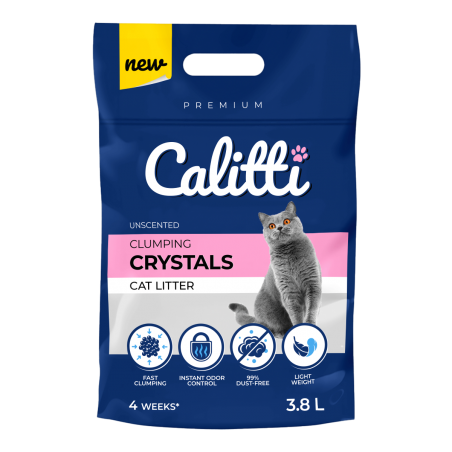CALITTI CRYSTALS żwirek silikonowy zbrylający 3,8 L antybakteryjny, chłonny-9206