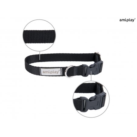 Amiplay Samba Obroża regulowana S 20-35 x 1,5 cm czarna-5532