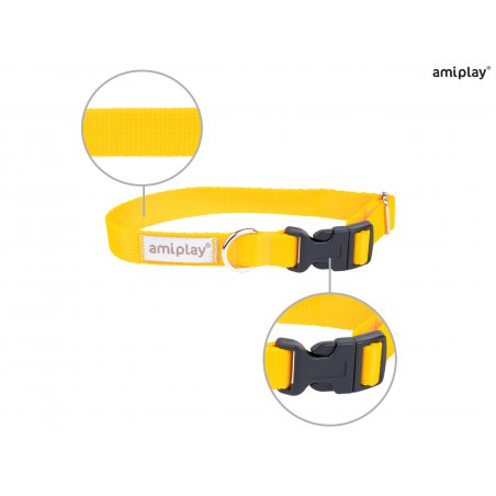 Amiplay Samba Obroża regulowana S 20-35 x 1,5 cm żółta-5634