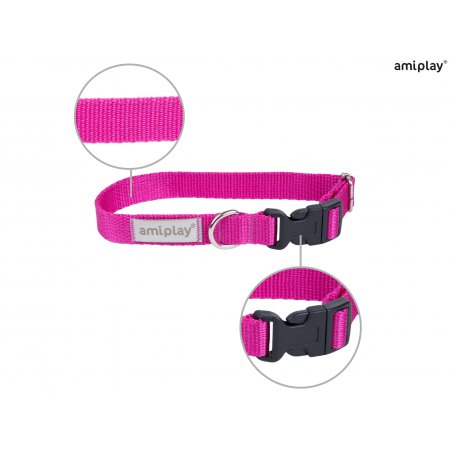 Amiplay Samba Obroża regulowana L 35-50 x 2,5 cm różowa-5688
