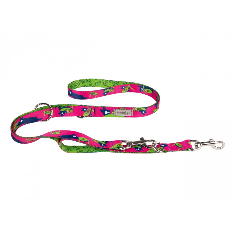 Amiplay Amik Smycz regulowana 7in1 S 100 – 200 x 1,5 cm pizza