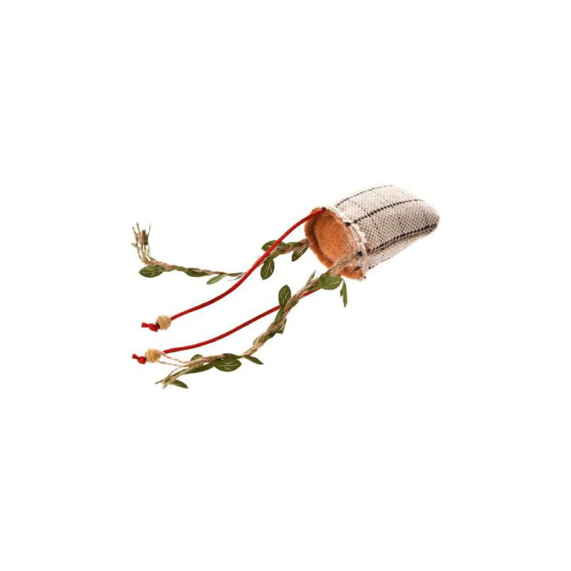 Zabawka dla kota, lniana poduszka ze sznurkami, 22x6cm