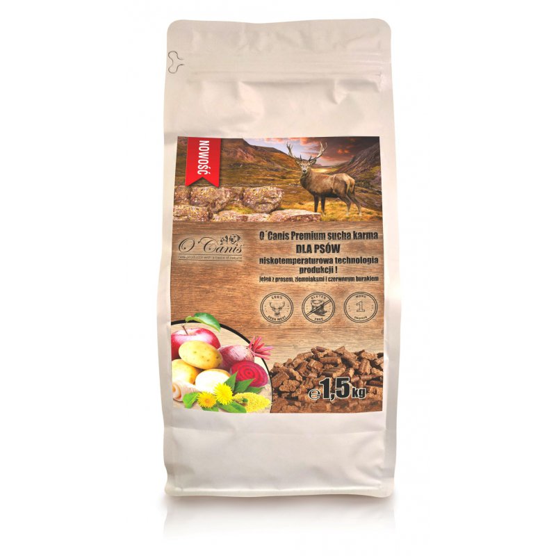 O'CANIS JELEŃ Z PROSEM, ZIEMNIAKAMI I CZERWONYM BURAKIEM 1,5 KG