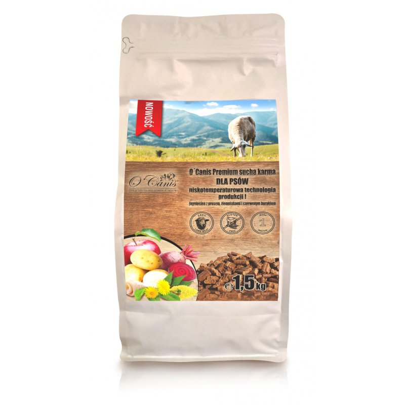 O'CANIS JAGNIĘCINA Z PROSEM, ZIEMNIAKAMI I CZERWONYM BURAKIEM 1,5 KG