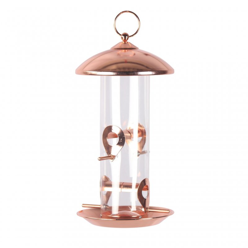 Karmnik dla ptaków, metalowy, wiszący, szkło 16x16x30,5 cm