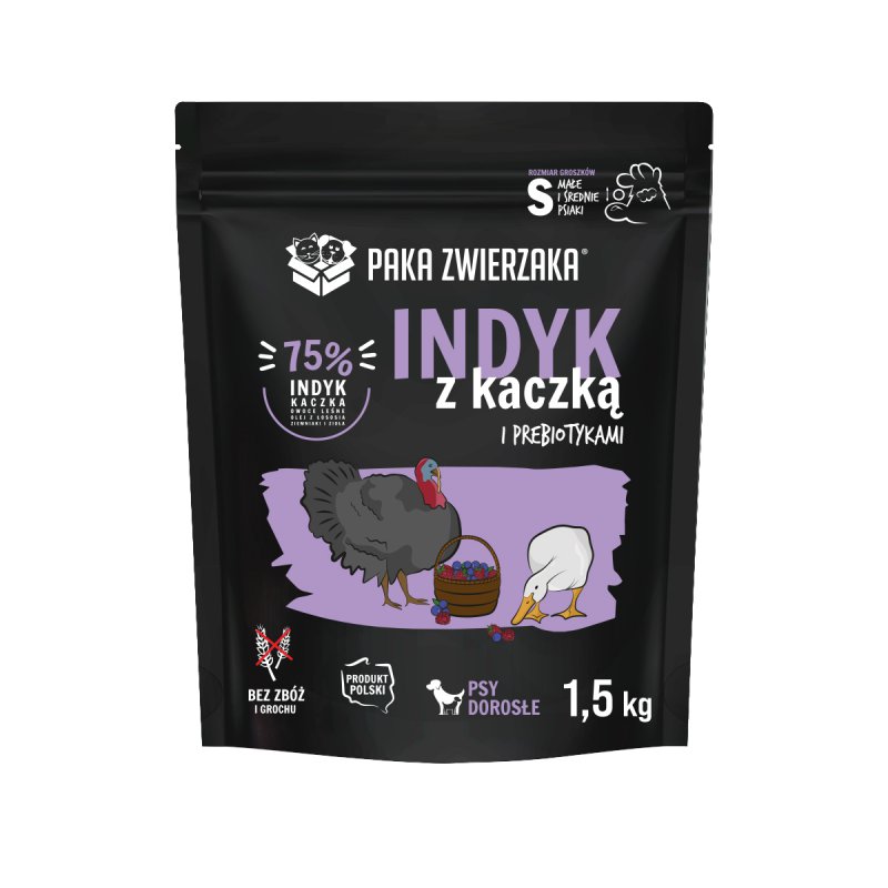 Paka Zwierzaka Indyk z kaczką “S” 1,5 kg