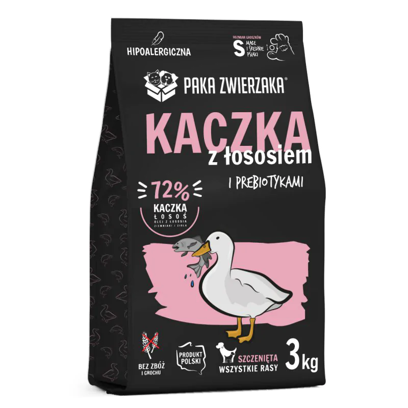 Paka Zwierzaka Kaczka z łososiem dla szczeniąt 3 kg