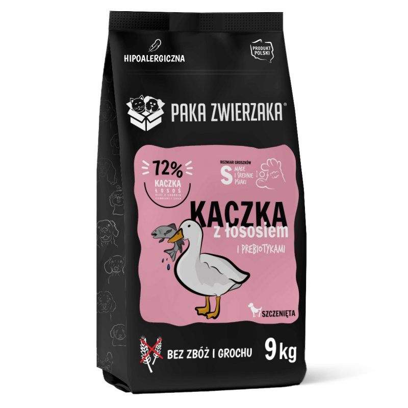 Paka Zwierzaka Kaczka z łososiem dla szczeniąt 9 kg