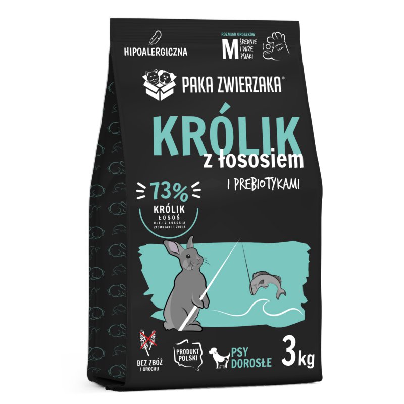 Paka Zwierzaka Królik z łososiem “M” 3 kg