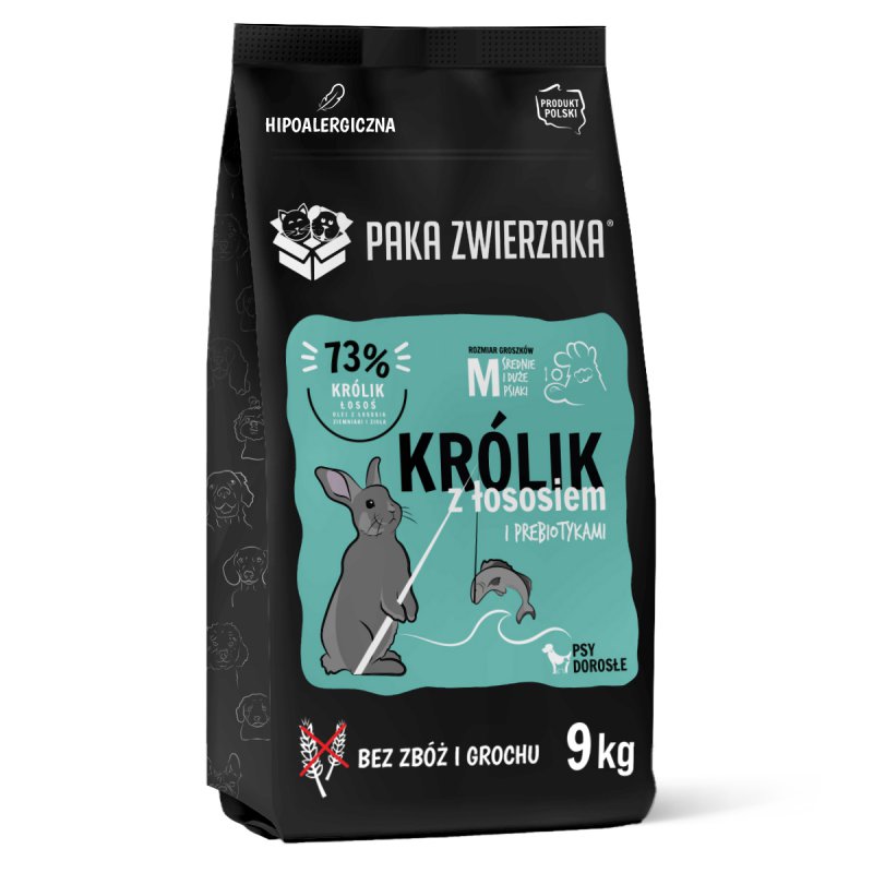 Paka Zwierzaka Królik z łososiem “M” 9 kg