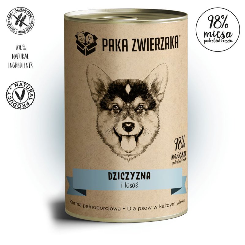 Paka Zwierzaka dziczyzna i łosoś karma mokra dla psa 400 g