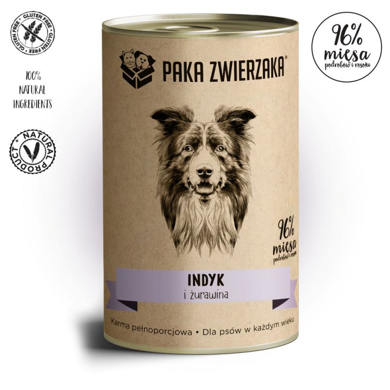 PAKA ZWIERZAKA indyk z żurawiną karma mokra dla psa 400 g