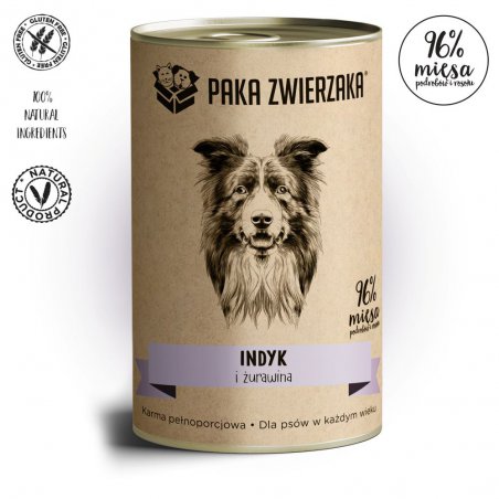 PAKA ZWIERZAKA indyk z żurawiną karma mokra dla psa 400 g