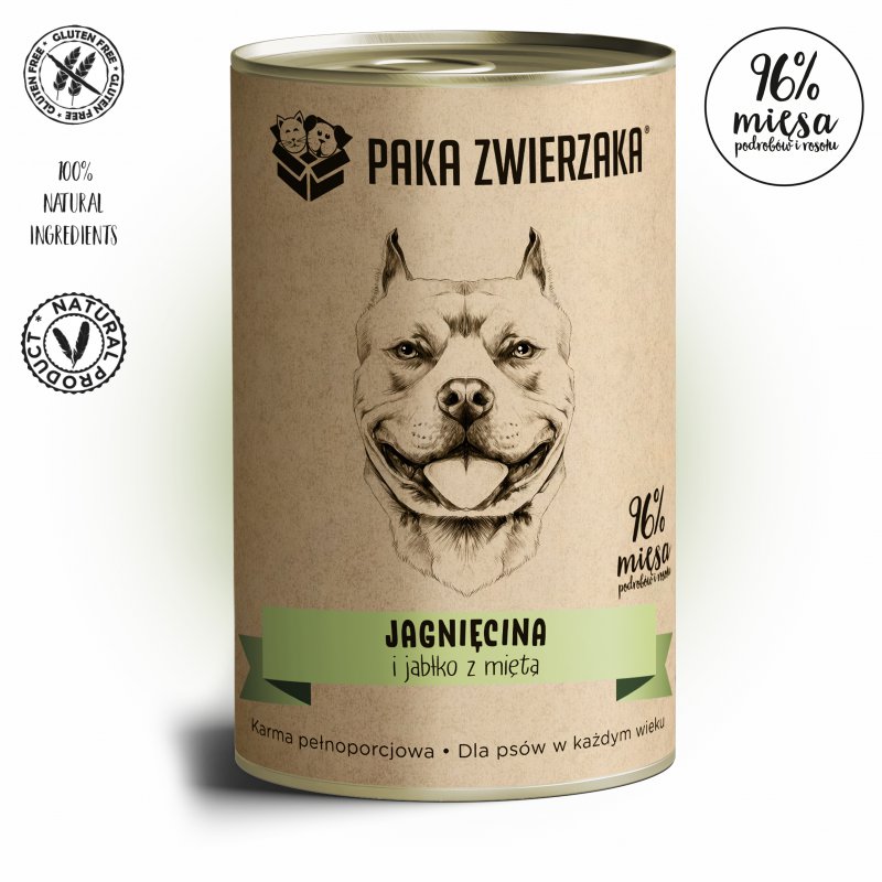 Paka zwierzaka Jagnięcina i jabłko z miętą karma mokra dla psa 400g