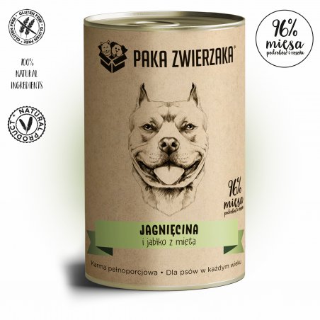Paka zwierzaka Jagnięcina i jabłko z miętą karma mokra dla psa 400g