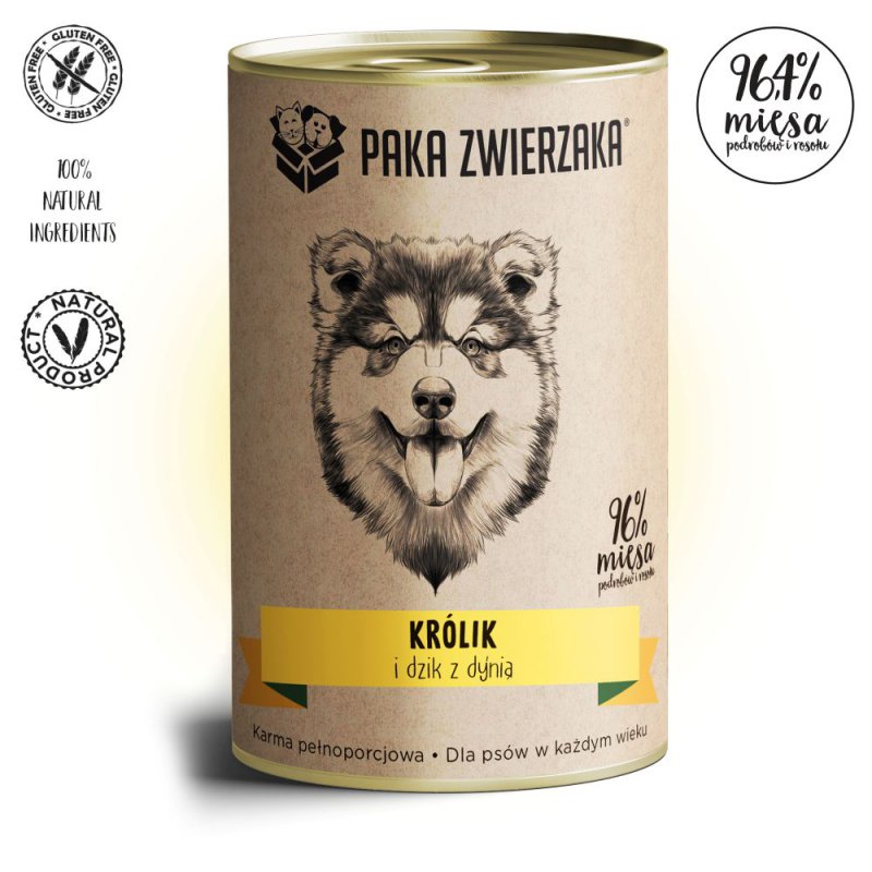 Paka Zwierzaka Królik i Dzik z dynią karma mokra dla psa 400 g