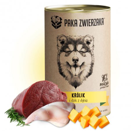 Paka Zwierzaka Królik i Dzik z dynią karma mokra dla psa 400 g-6307