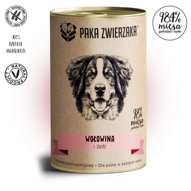 PAKA ZWIERZAKA Wołowina i Śledź karma mokra 400g