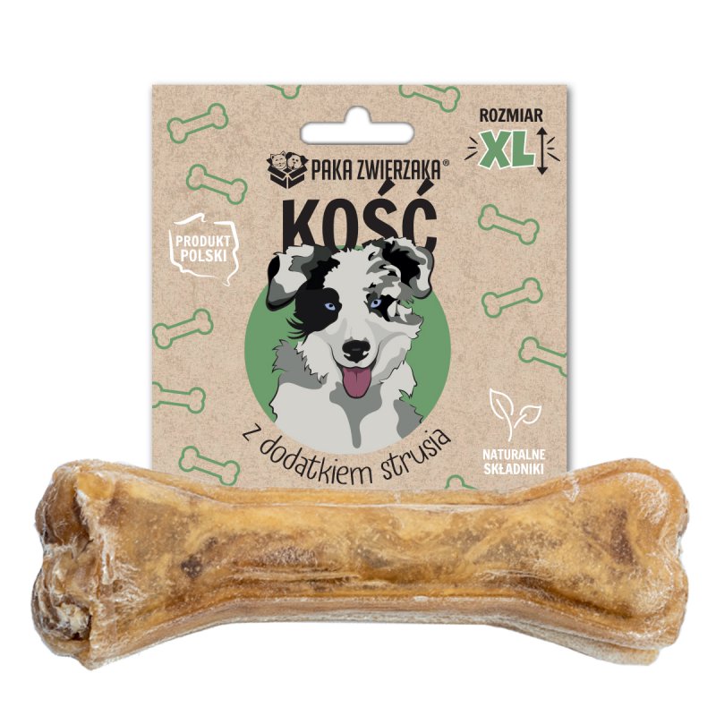 PAKA ZWIERZAKA kość z dodatkiem strusia XL 17 cm