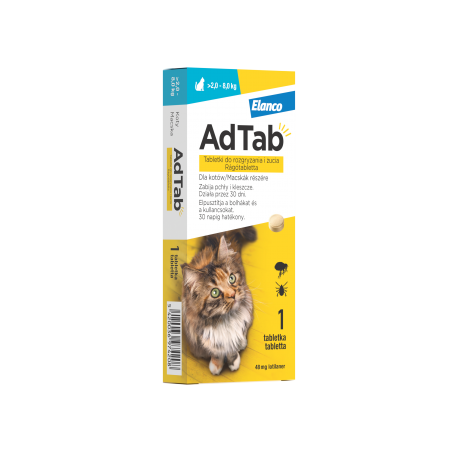 AdTab™ Tabletka przeciw pchłom i kleszczom dla kotów o wadze powyżej 2 do 8 kg