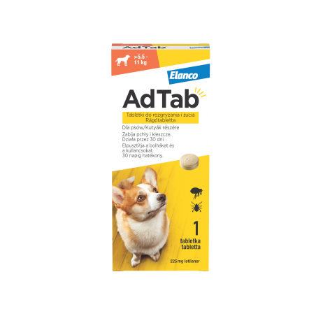 AdTab™ Tabletka przeciw pchłom i kleszczom dla psów o wadze powyżej 5,5 do 11 kg