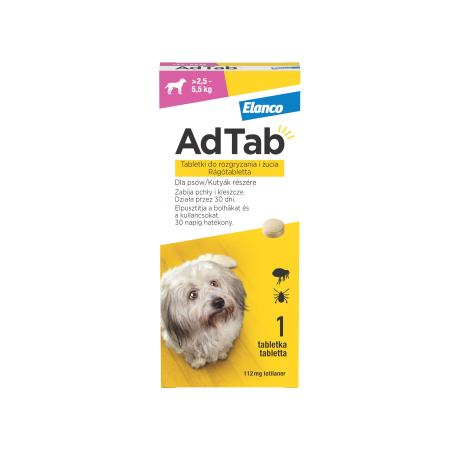AdTab™ Tabletka przeciw pchłom i kleszczom dla psów o wadze powyżej 2,5 do 5,5 kg-6859