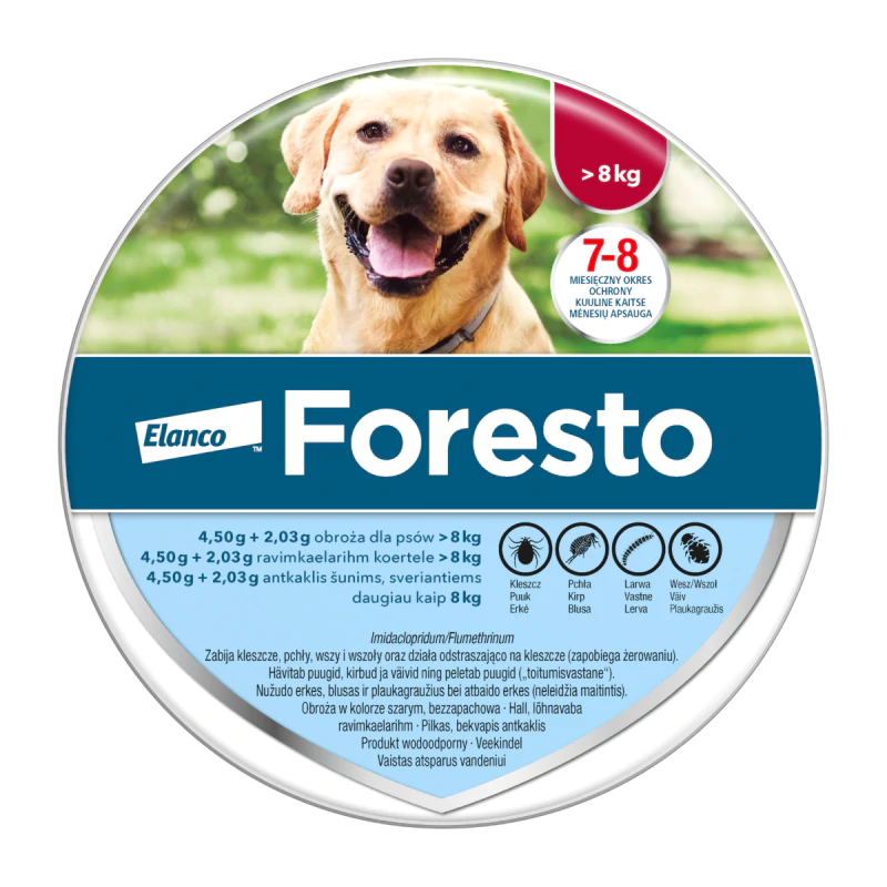 Elanco - Foresto - Obroża na Kleszcze i Pchły dla Psa - powyżej 8 Kilogramów
