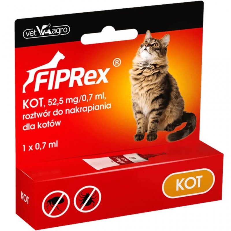 Fiprex dla kota Krople spot-on na pchły i kleszcze dla kotów