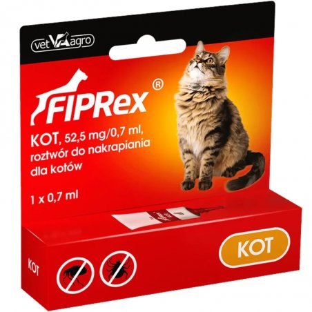 Fiprex dla kota Krople spot-on na pchły i kleszcze dla kotów