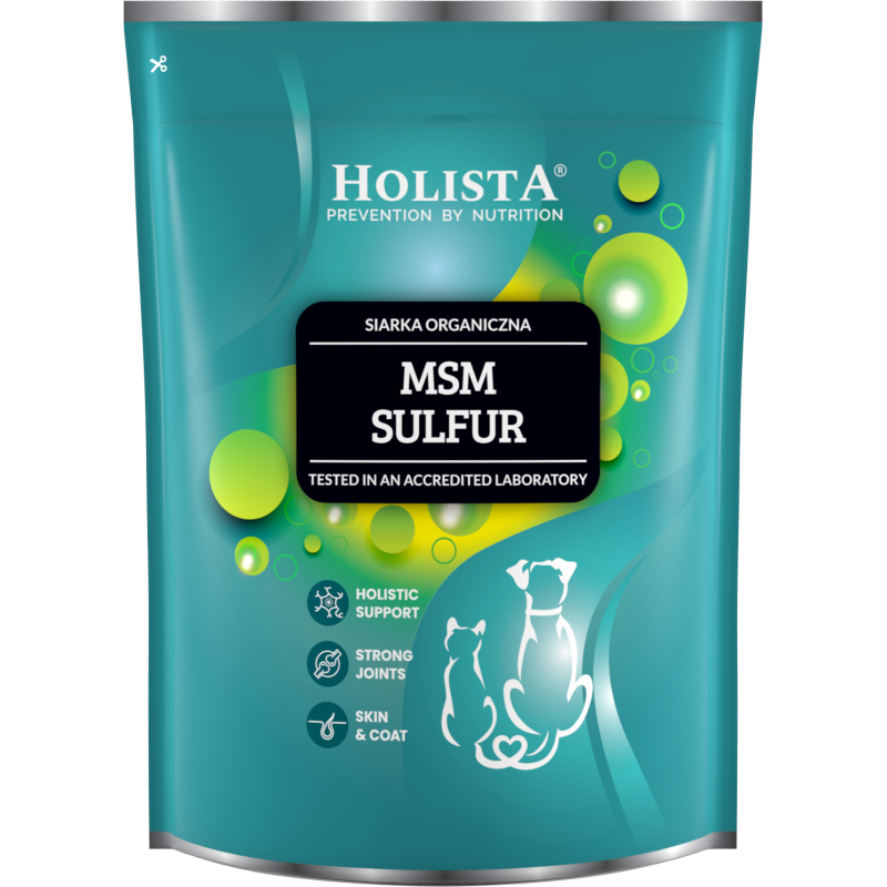 Holista MSM dla psa i kota 500g – naturalna siarka organiczna wspierająca stawy, skórę i odporność