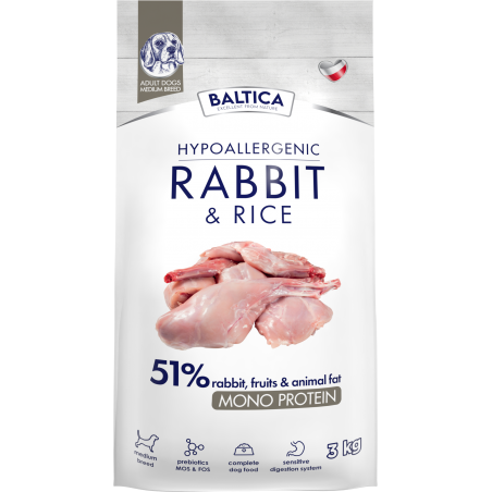 Baltica Karma z królikiem i ryżem dla psów ras średnich 3kg