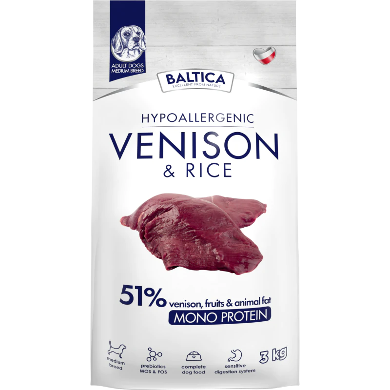 BALTICA HYPOALLERGENIC VENISION & RICE M 3 KG KARMA SUCHA DLA PSÓW ŚREDNICH RAS