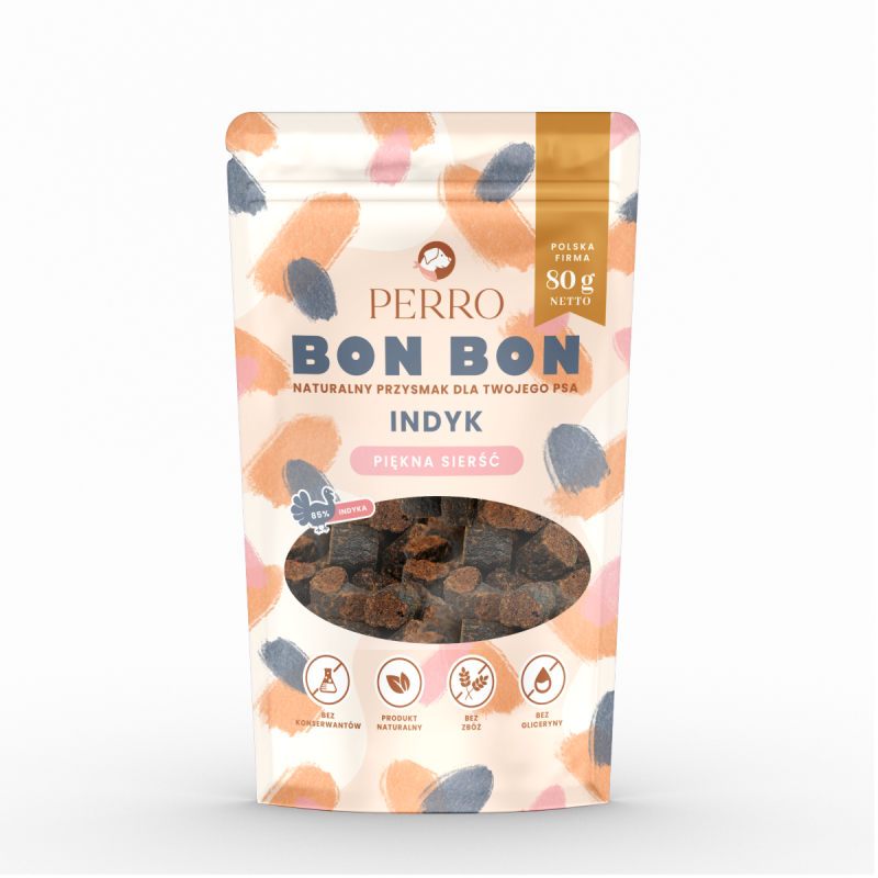 PERRO Bon Bon Indyk – Piękna Sierść 80g