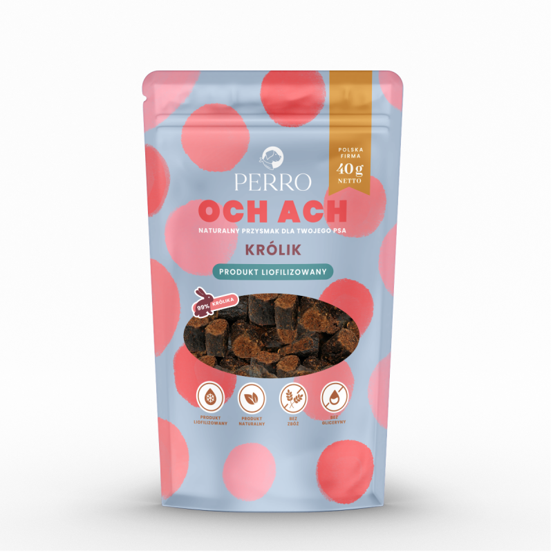 PERRO OCH ACH Królik – liofilizowane przysmaki dla psa 40g