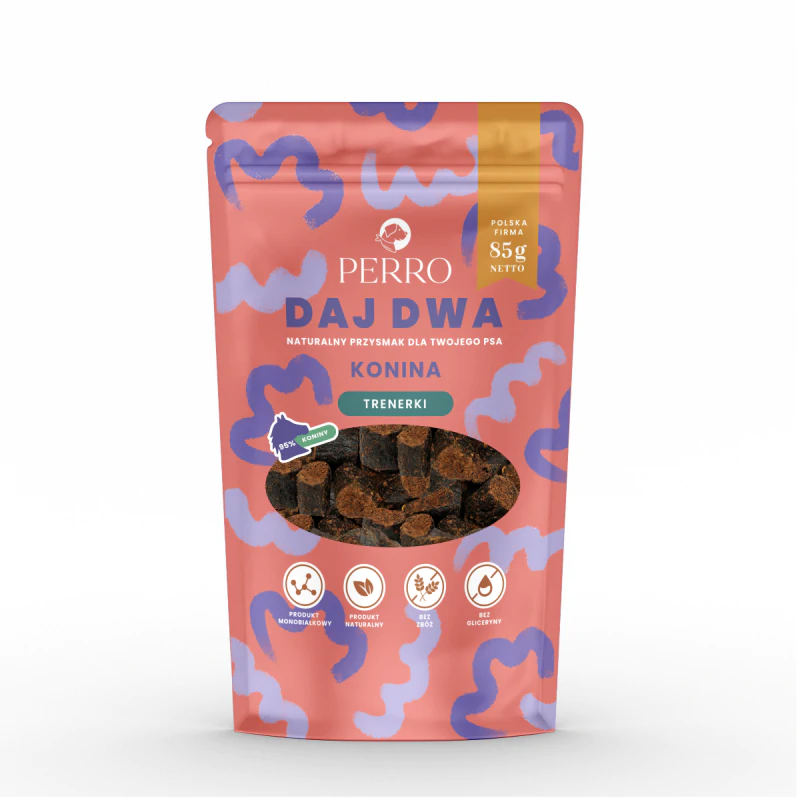PERRO Daj Dwa Konina Trenerki 85g - naturalne przysmaki treningowe dla psa